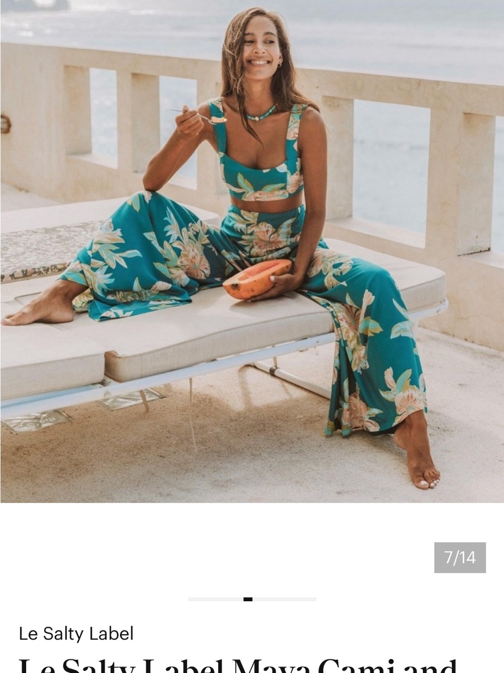 Le Salty Label Maya Teal Floral Wide-Leg Pants - Picture 7 of 7